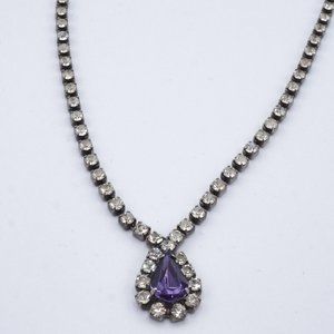 3/$20 Vintage Purple Amethyst Rhinestone Necklace